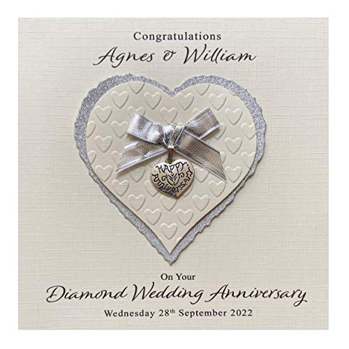 Personalised Diamond 60th Wedding Anniversary Card Luxury - Handmade UK
