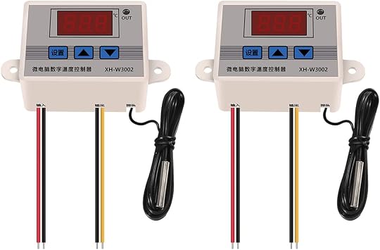 2PCS XH-W3002 Digital Temperature Controller -50 to 110 C Programmable Heating Cooling Thermostat LED Display Thermostat Control Switch and NTC 10K Thermistor Sensors with Waterproof Probe