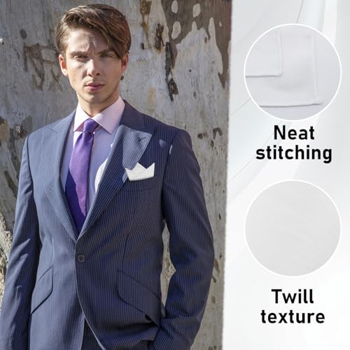 Image of LJBFNN Pocket Squares Handkerchiefs for Men Soft Cotton Mens Womens White Pocket Square with Holder for Suit Wedding Business