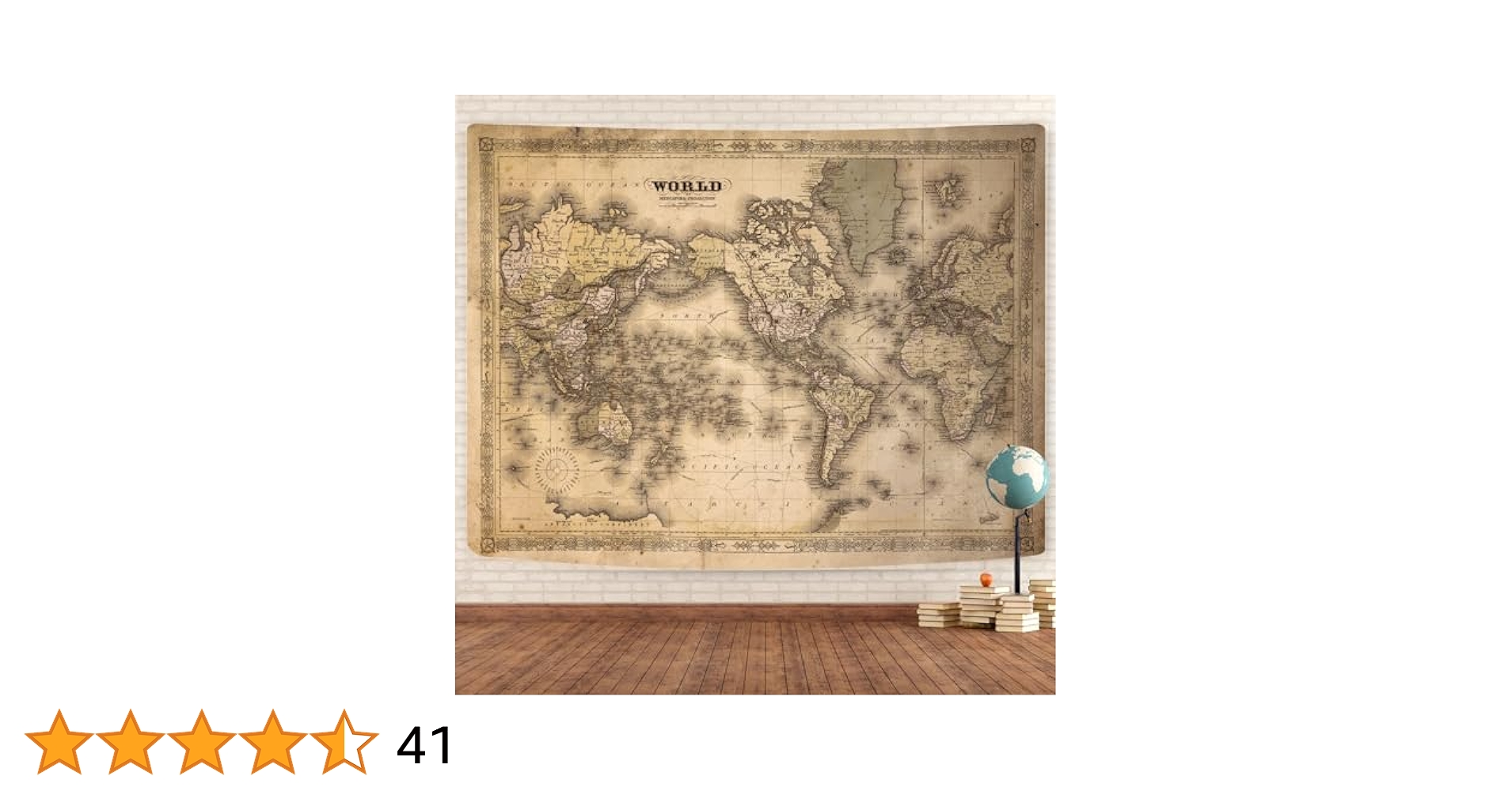 GOAOK Retro Vintage Map Tapestry, Brown, 60