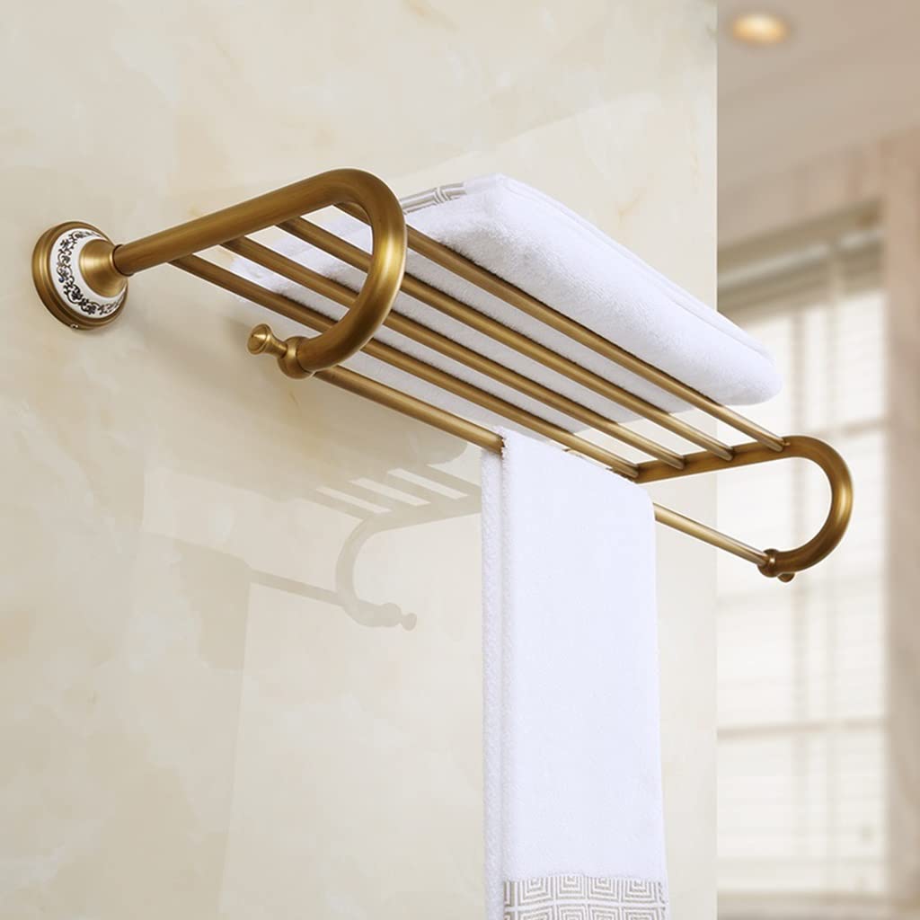 Porte-serviettes matériel de salle de bain étagères rétro en cuivre suspendu
