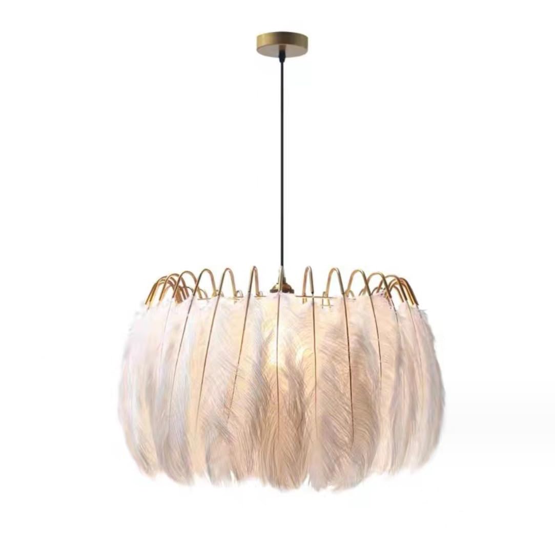 Lustre Élégant En Plumes Abat - Jour En Plumes Lampe à Suspension Créative En Plumes Lampe à Suspension Décorative Chambre à Coucher, Salon