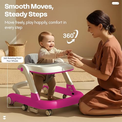 Image of StarAndDaisy Baby Walker for 6-18 Month Baby Boy & Girl /Height Adjustment, Speed Control /Baby Walker for Kids with Safety Wheels and Comfortable Seat (Pink)