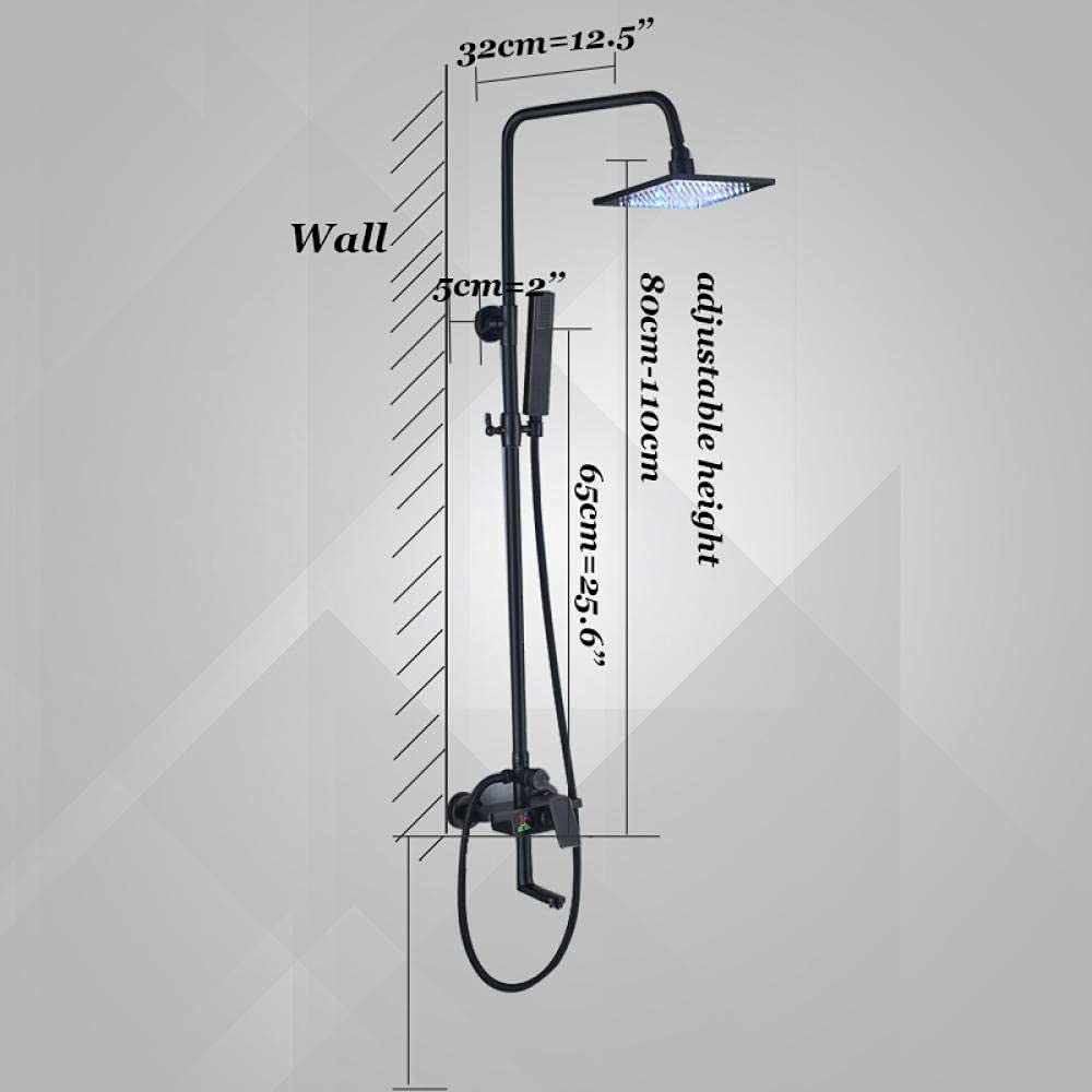 Rubinetto per Doccia a LED Rubinetto per Pioggia in Ottone Nero Rubinetto per Miscelatore Caldo e Freddo Rubinetto per Bagno Rubinetti in Bronzo