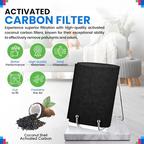 Image of Cut to Fit Activated Carbon Filter Sheet 16 inch x 48 inch - Activated Carbon Air Filter for Air Purifiers Window AC Air Vent And More - Charcoal Filters Remove Odors & Freshens the Air (2-Pack)
