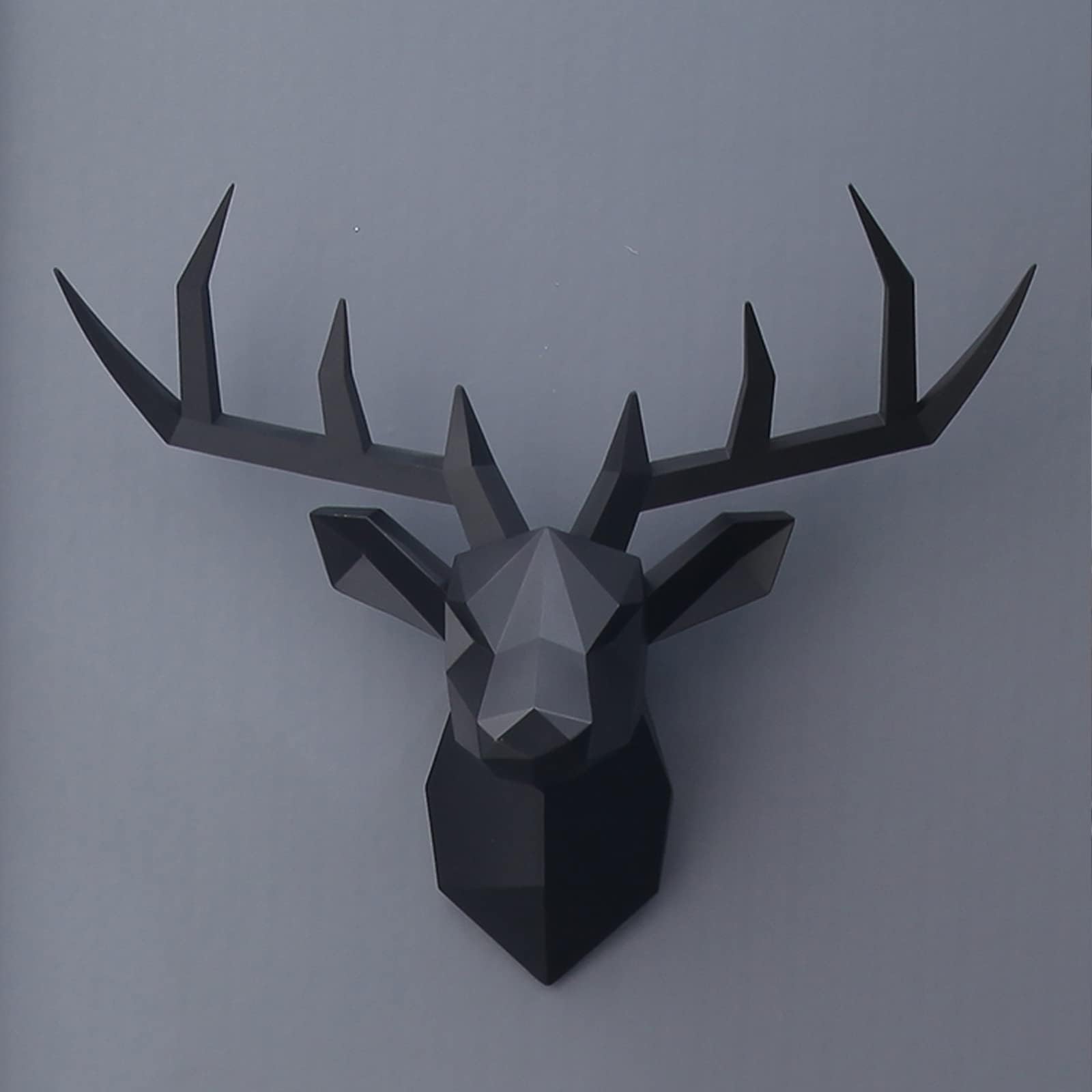 XYQXYQ Black Deer Head Wall Sculpture,Modern Art Wall Hanging,3D Wall Decor,Gallery Living Room Resin Animal Head Decoration - Image 3