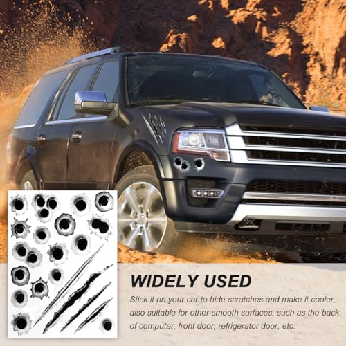 Image of 3D Bullet Hole Car Stickers, Ultra-Realistic Fake Bullet Hole Auto Body Scratch Decal, Waterproof PVC Fake Hole Sticker Automotive Tattoo Decoration for Bumper Window Helmet (Style A)