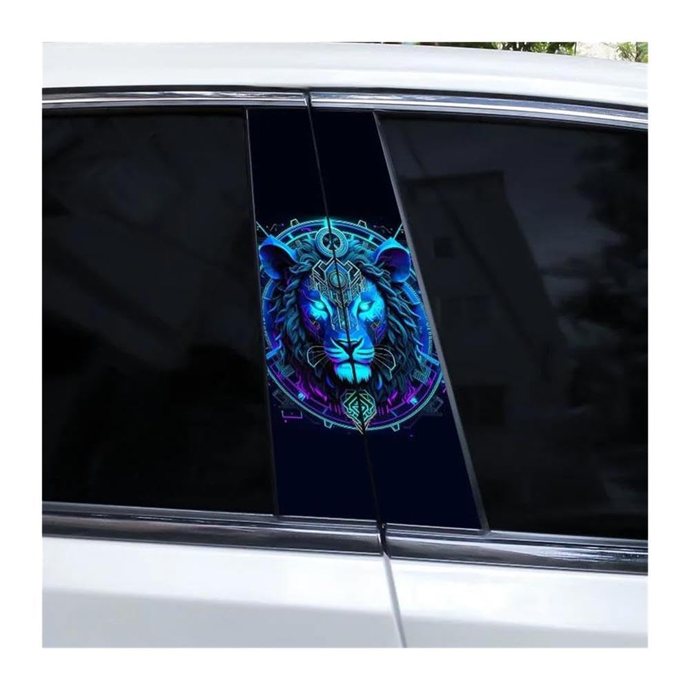 Decorative Items 1pair Colorful Lion Head Stickers Car B-Pillar Decorative Stickers DIY Car Center Column Stickers(B)