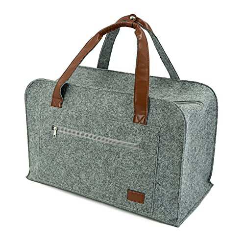 HTI-Living Reisetasche mit Lederhenkel Filztasche Umhängetasche Filztasche Shopper Sporttasche Cover