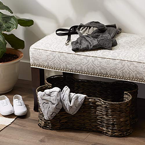 Image of Bone Dry Pet Storage Collection Bone Shape Hyacinth Toy Basket, Dark Brown /Gray Wash, Large