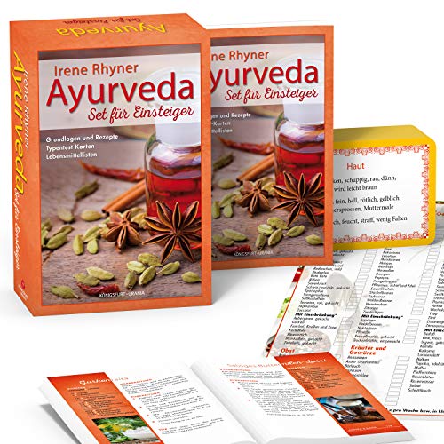 Ayurveda - Set für Einsteiger: Set mit Buch, 71 Karten u. 6 Einkaufslisten (Ayurveda Typen, Ayurvedische Rezepte)
