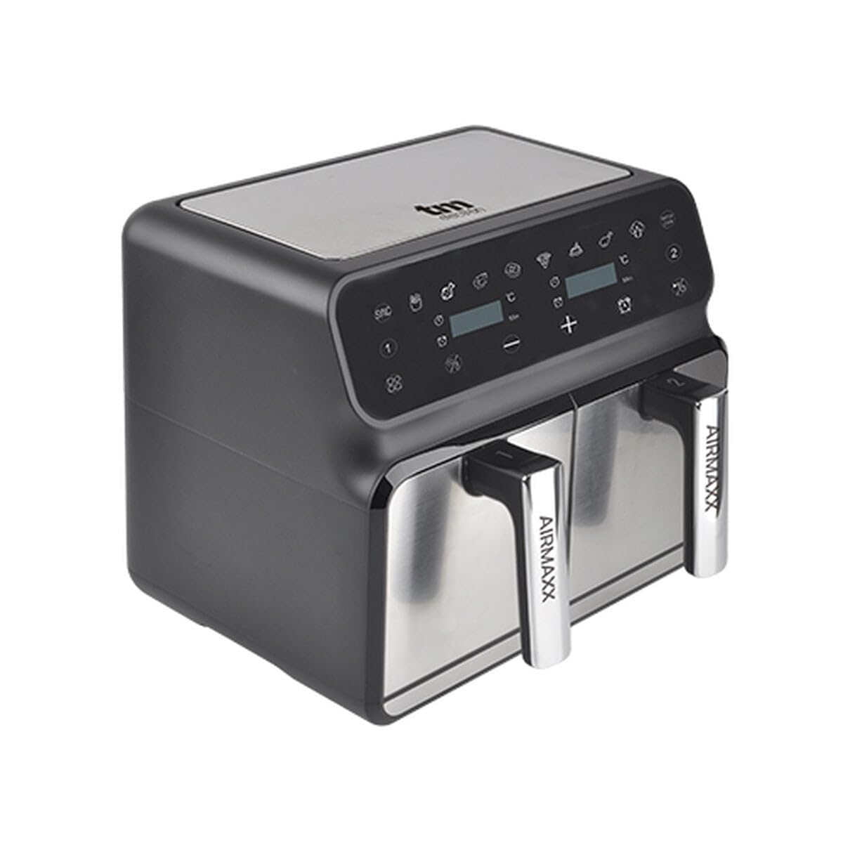 TM Electron TMPFR200 AIRMAXX freidora sin aceite con doble compartimento, capacidad de 8L en total (4L+4L), funciones SYNC y MATCHCOOK, revestimiento antiadherente, 8 programas, pantalla táctil, 1700W
