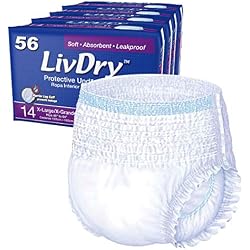 LivDry Adult XL Incontinence Underwear, Extra Absorbency Adult Diapers, Leak Protection, X-Large, 56-Pack