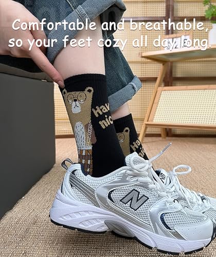 Image of IIG 5 Pairs Womens Novelty Cute Crew Socks Colorful Funny Ankle Socks Gifts for Womens Socks
