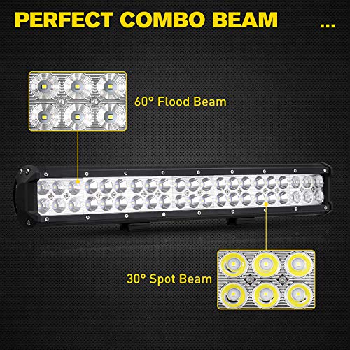 Ebestauto Compatible For 20 Inch 126W License Plate Light Bar Led Spot Flood Led Work Light Bar With Front License Plate Holder Mounting Wiring Harness Kit For Truck Car Atv Suv 4X4 Truck Boat #TOP4