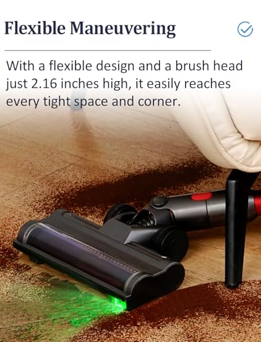 Image of Brush Head Motorhead Attachments for Dyson V7 V8 V10 V11 V15 Cordless Vacuum Cleaners, Hardwood Floor Roller Replacement Accessories Parts with Dust Detect Green Light