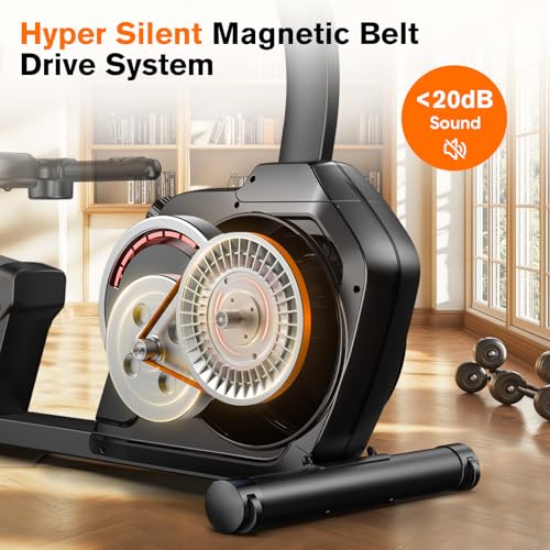 pooboo Recumbent Exercise Bike, Stationary Bikes for Home with Arm Exerciser, Magnetic Recumbent Bike with Ergonomic Backrest & Comfortable Seat, Smart APP, Pulse Sensor, 400LBS Weight Capacity - Image 4