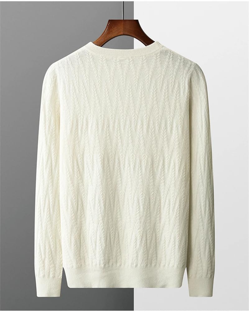 Dninmim Suéter de punto de cachemira para hombre, cuello redondo, chaqueta suelta y suave