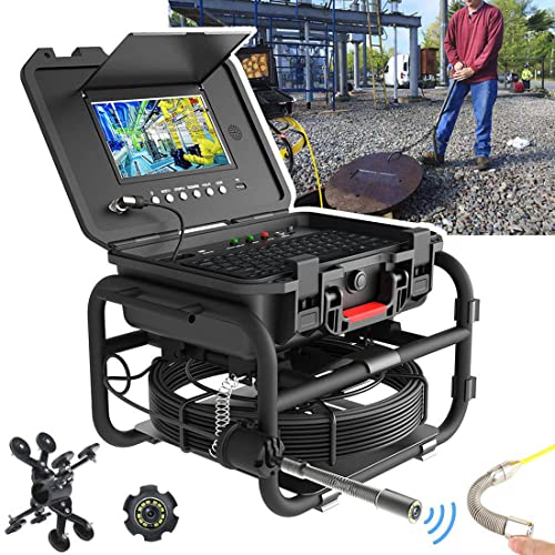 Cámara de inspección de tuberías de alcantarillado, entrada de teclado/contador de medidores, 9" IPS, video localizador de 512 HZ + grabación de audio, ampliación de imagen 5X, batería incorporada de Cover