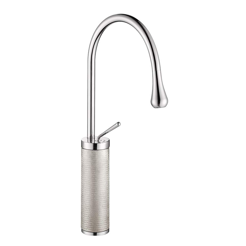 Commercial Stainless Steel Single Lever One Hole Gooseneck High Arc Single Handle Kitchen Sink Faucet, Polished Chrome Spout Bar Faucet
