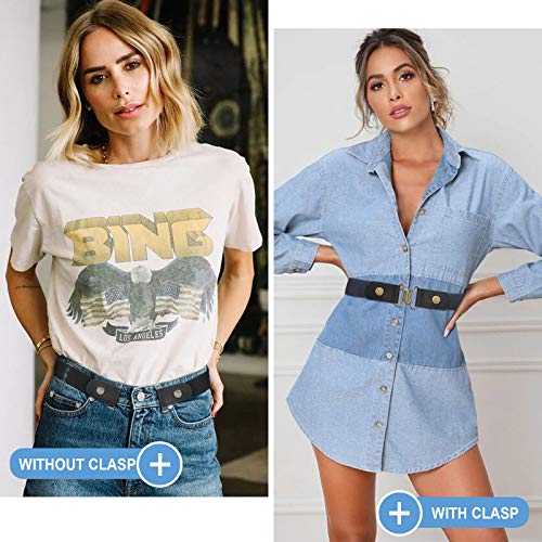 Sansths Buckle-Free Elastic Women Belt For Jeans Without Buckle, Comfortable Invisible Belt No Bulge No Hassle (Black, Plus Size) #TOP2