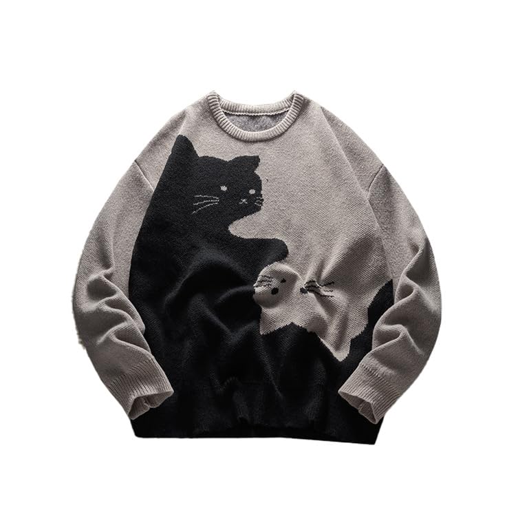Cat Sweatshirts for Women Cute Sweaters Y2k Graphic Vintage Sweater Oversized Pullover Casual Tops