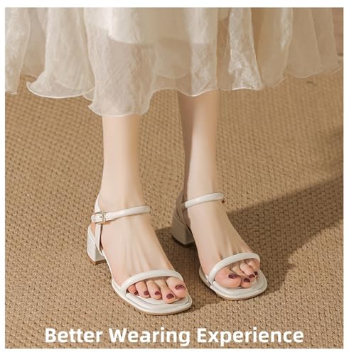 Women's High Heel Sandals Square Open Toe Chunky Ankle Buckle Pump Sandals For Daily Outdoor Dating2