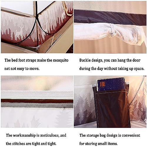 Fabric Bed Drapes Mesh Protection Canopy Shielding Netting,Bed Netting Canopy Tent for Adults Mosquito Net Bed Canopy Tent Portable Folding Bed Canopy Design with Net Bottom,Queen