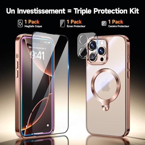 Coque iPhone 16 Pro Titane Sable antichoc haut de gamme avec anneau magnétique - 3