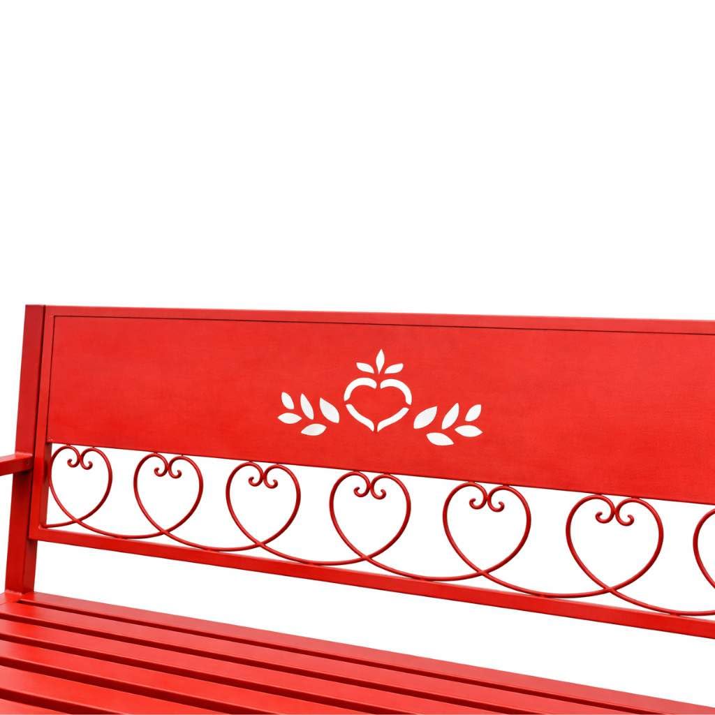 DanDiBo Gartenbank Metall Wetterfest Rot 120 cm 2 Sitzer Sitzbank Passion 121495 Eisen Blumenbank Garten