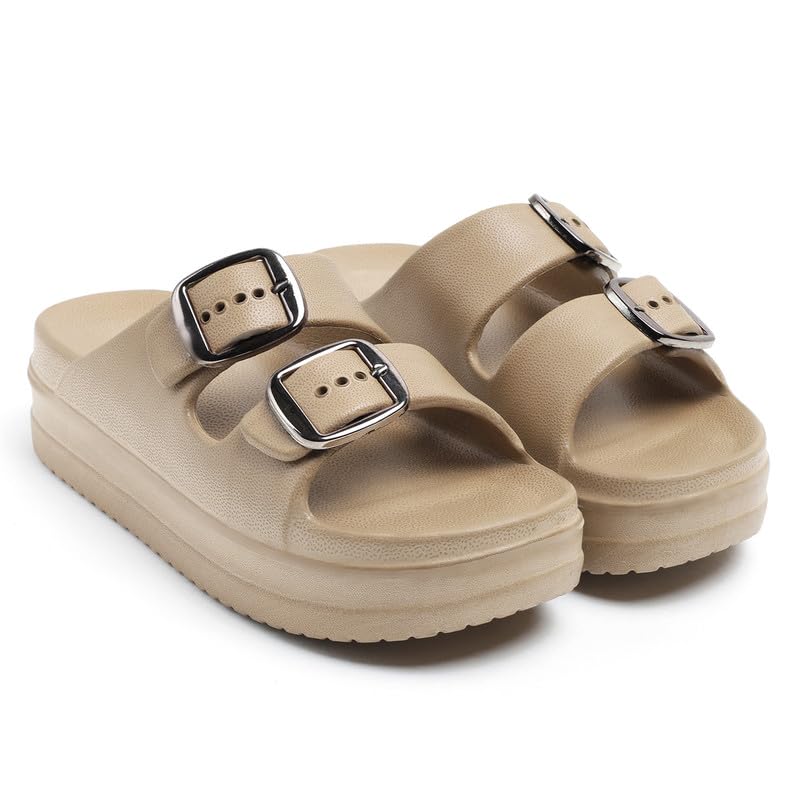 Image of Women Summer Flip Flop Slippers Casual Pillow EVA Anti-Slip Sole Slide Slipper Double Strap Sandals for Women's & Girls Rubber Flats