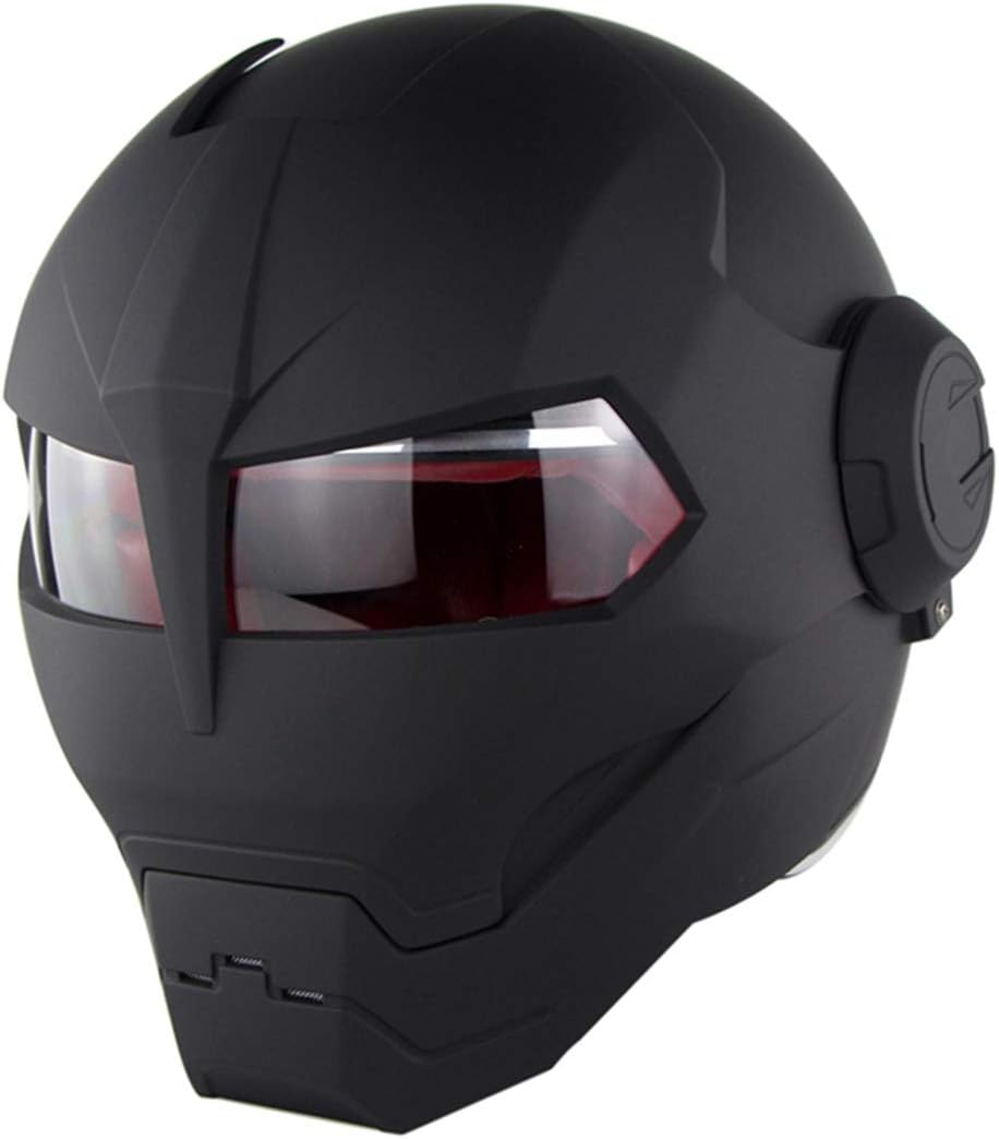 Full Face Motorcycle Helmet,Vintage Harley Motorcycle Helmet Full Face Protection for Adult Men Women Moped Scooter Flip Up Helmet Crash Helmets Comply with Road Laws - Personality,Matte black-M