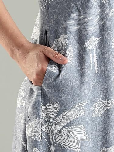 Image of 9shines Label Premium Alpine Maxi Designer Nighty | Floral Print Maxi for Women | Night wear for Women | | Full Length Night Gown for Women | Night Dress for Women Stylish (2467)