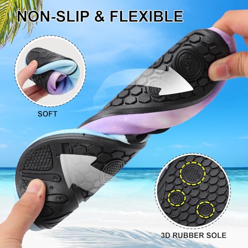 Water Shoes for Women Men Quick Dry Lightweight Aqua Barefoot for Beach Swim Pool Surf Yoga Sports Blue Star 5-6 Women/4-5 Men4