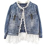 Moda Casual niñas niños vaquero capa largo manga delantera inferior encaje chaqueta trajes traje de encaje 2-7 años