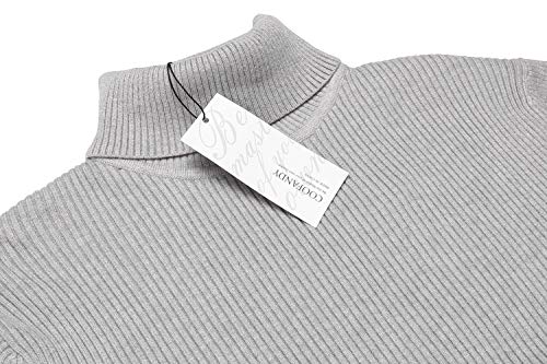 Image of COOFANDY Mens Ribbed Slim Fit Knitted Pullover Casual Turtleneck Sweater | Premium anti-shrink knit turtleneck. Soft, warm & stretchy-perfect for casual, work or outdoor wear in fall /winter.