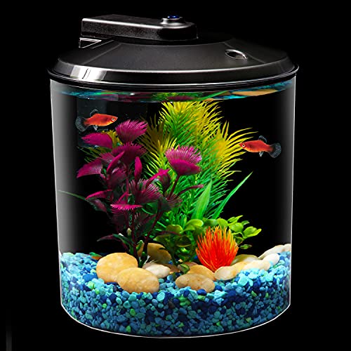 Koller Products Bettaview Plastic 1.5-Gallon Aquarium, Cylindrical Shape With 7 Colors Led Lighting, Easy To Set Up And Maintain For Tropical Fish - Betta Fish #TOP5