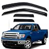 Lightronic Extra Durable Outside-Mount Auto Vent Window Visor, Fits 2004-2014 Ford F-150 SuperCab (EXCLUDES 2004 F-150 Heritage), UV Protection Rain Guard, Original Wind Deflector, Dark Smoke, 4-Pcs