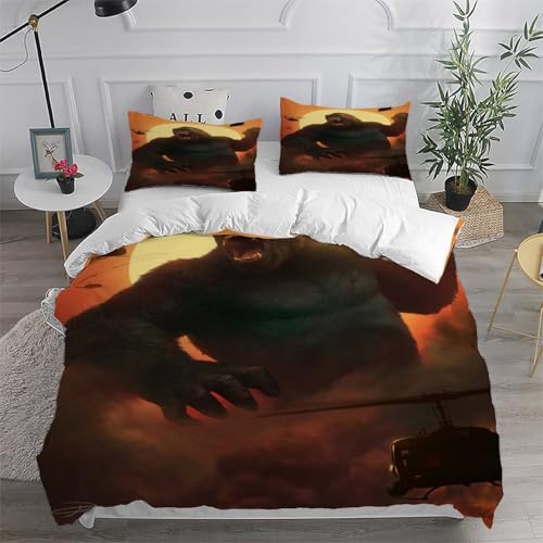 Housse de couette gorilla 200x200 parure de lit animale en microfibre - 6