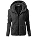 Produktbild Kobay Frauen mit Kapuze Pullover Mantel Winter warme Wolle Reißverschluss Mantel Baumwolle Mantel Outwear