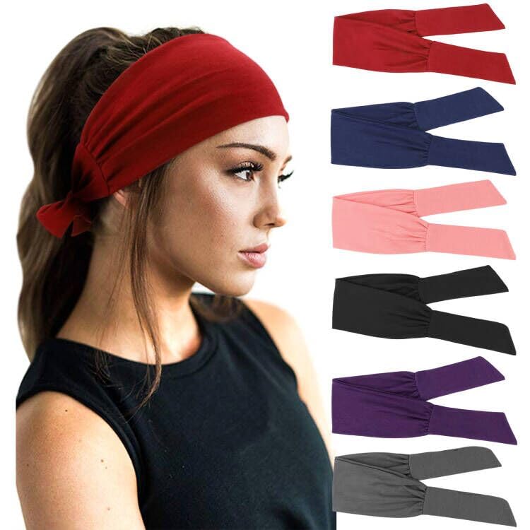 DRESHOW 6 PCS Adjustable Headbands for Women Knotted Headbands Elastic Non-Slip Fashion Hair Bands for Workout Sports Running Yoga