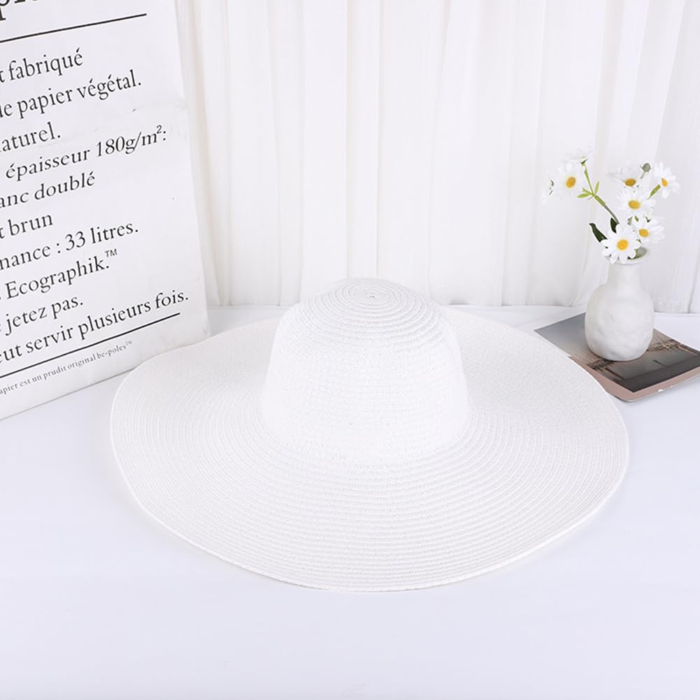 Women Girls Large Brimmed Garden Beach Big Summer Sun Hat Swimming Garden Beach Straw Hat for Holiday Traveling Black