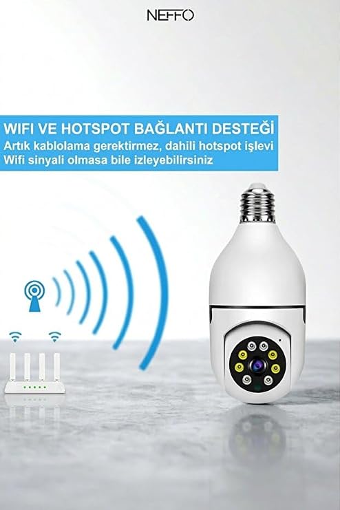 Ampul Kamera Harekete Duyarlı Gece Görüşlü Akıllı Wifi