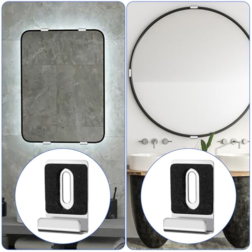 Image of 8 Pcs Mirrors Mounting Hardware, Heavy Duty Mirror Hanging Kit, Mirror Holder Clips for Wall Mounting with Screws and Anchors for Frameless Mirrors, Billboards, Tiles (Black)