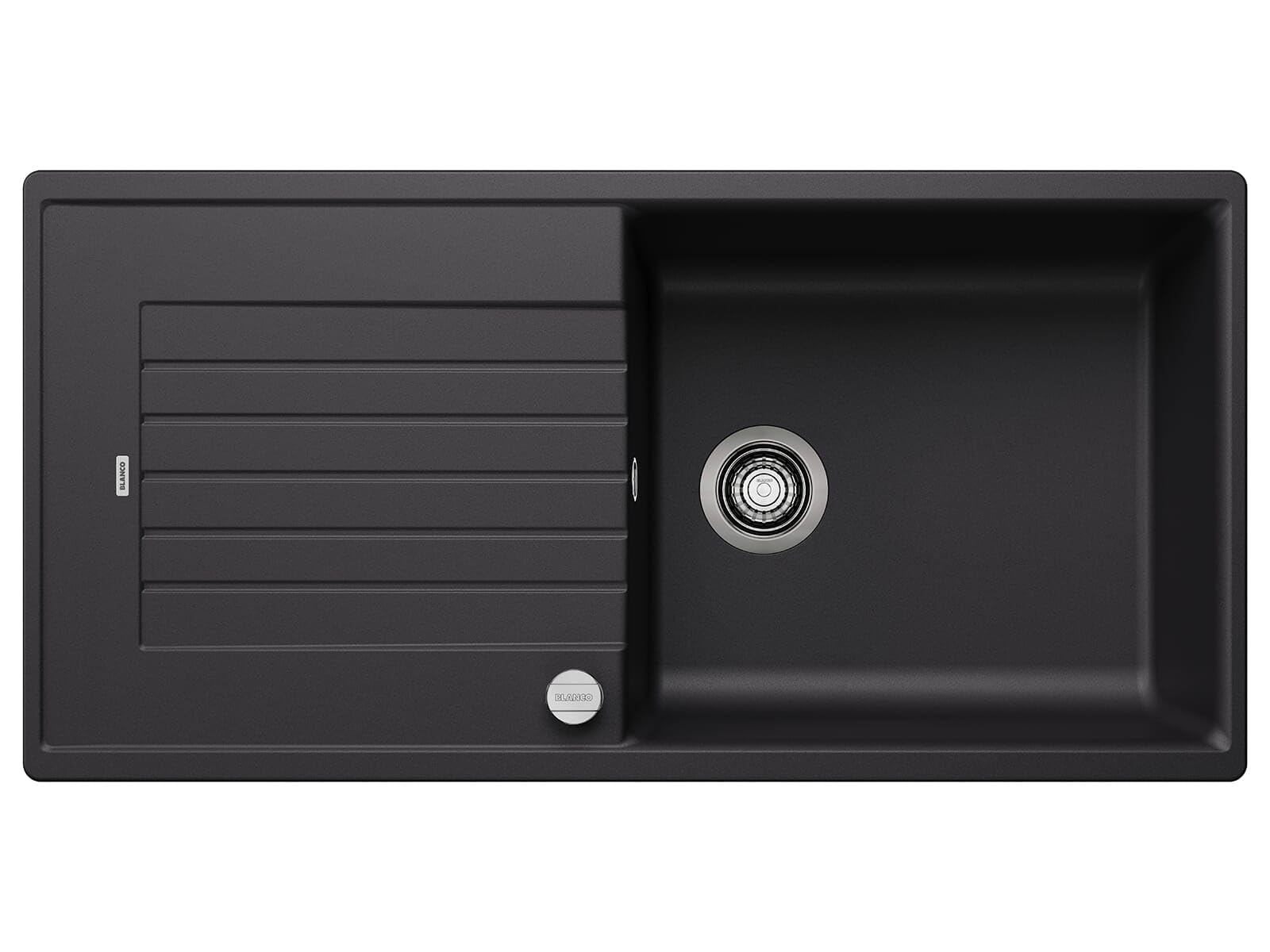 BLANCO ZIA XL 6 S | SILGRANIT Granite Sink in Black | Installation Type: Inset Installation from Above | Reversible | for 60 cm Wide Base cabinets | Large Bowl | Easy-Care Surface | [100x50x20.2 cm]
