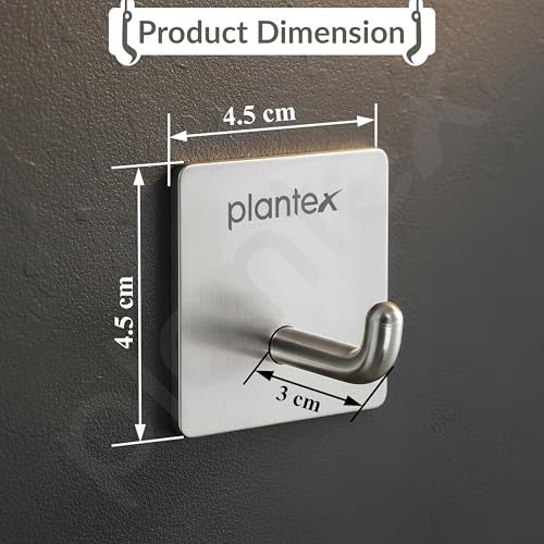 Image of Plantex Wall Hanging Hook /Bath Towel Hook /Self Adhesive Square Robe Hooks for Kitchen /Bathroom /Stylish Home Decor Items - Pack of 4 (Chrome)