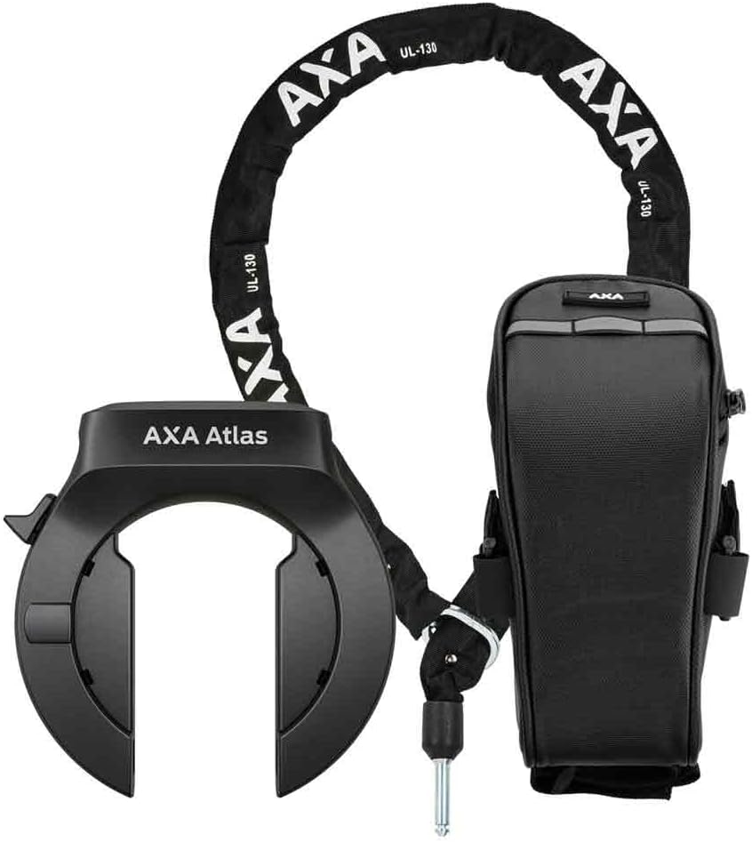 AXA Atlas Retractable + ULC 130 Insert Chain + Saddle Bag - Frame Lock Set - Security Level 14 - Key is Removable
