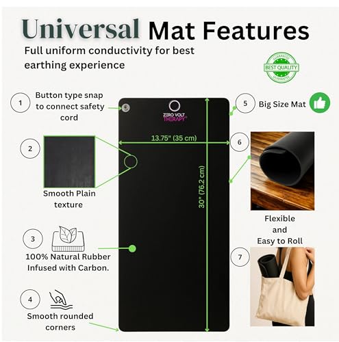Image of Universal Earthing Grounding Mat - Couple Pack (2 Mats) - Pure Natural Rubber Carbon Infused, Made in India - Insomnia, Stress, Fatigue Relief, Better Sleep, EMF Protection