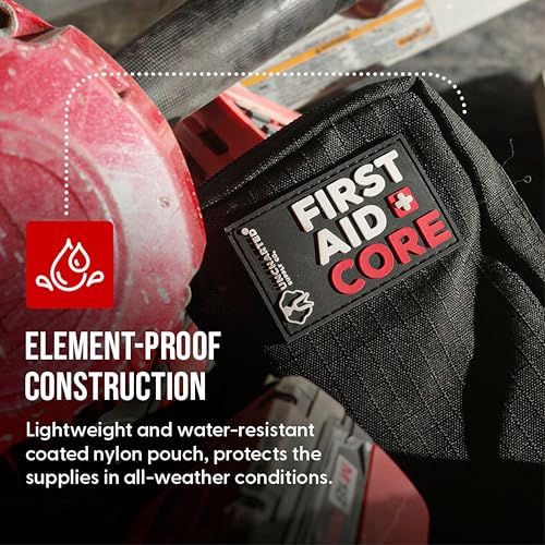 Image of Uncharted Supply Co. First Aid Core - Travel-Size First Aid Kit with 30+ Pieces, Water-Resistant Nylon Pouch, MOLLE Attachment & Labeled Pockets - Compact Emergency Kit for Purse, Locker, Bag