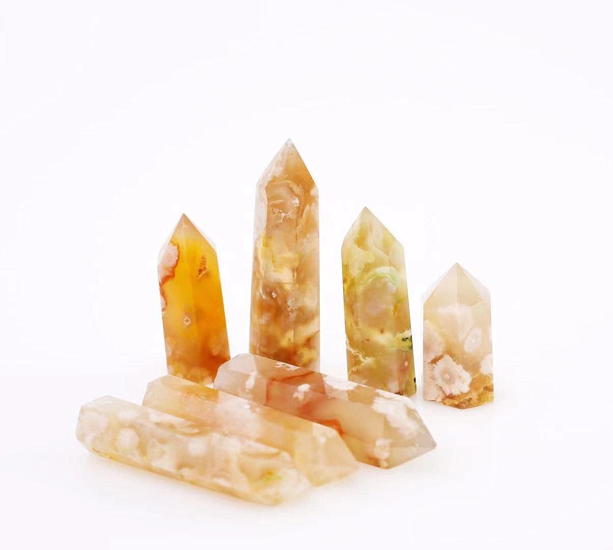 Agate fleur naturelle en tour de 7 cm, pièce de qualité premium